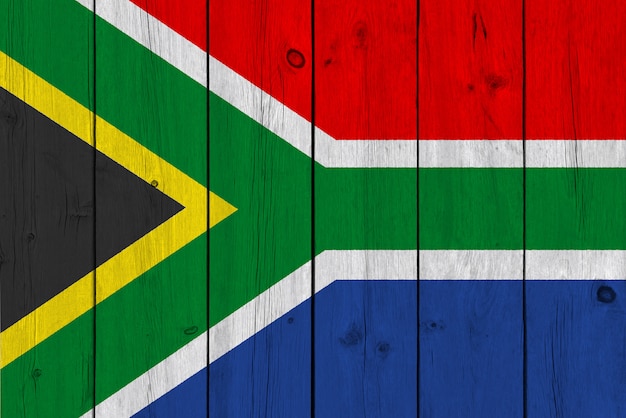 Photo south africa flag painted on old wood plank