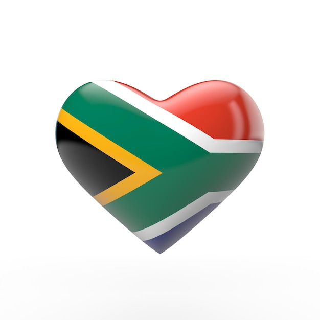 South Africa heart flag 3D rendering