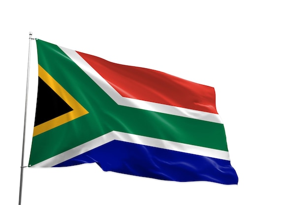 South africa national flag isolated 3d white background