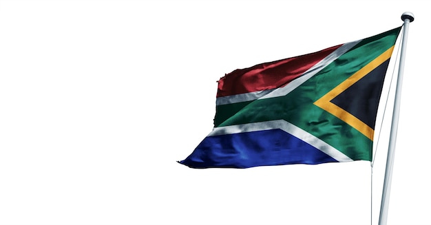 south_africa waving 3d render flag, on a white background. - image