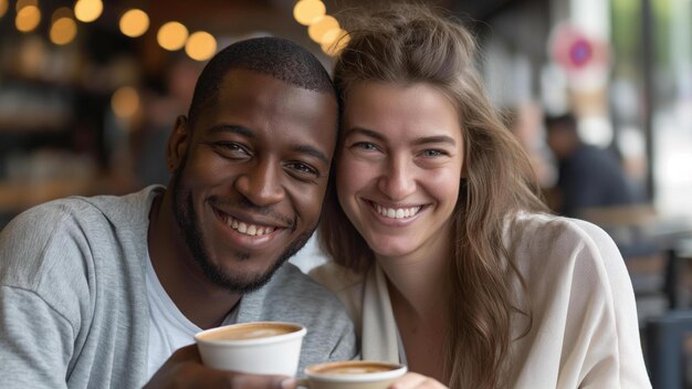 Photo south african diveres couple drinking coffee happy and smiling