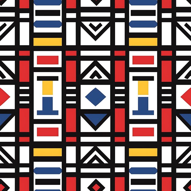 Photo south african ndebele patterns with bold geometric shapes an seamless tile pattern art collage ink