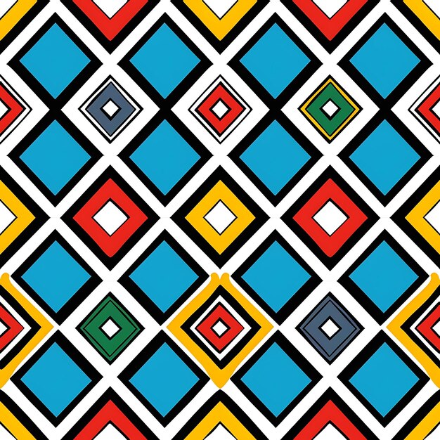 Photo south african ndebele patterns with vibrant diamonds triangl seamless tile national art design ink