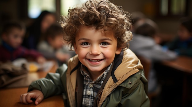 South African preschool boy staring at camera