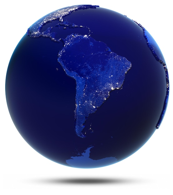 South America city lights 3d rendering