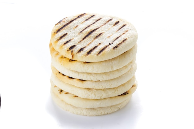South American arepas on white background
