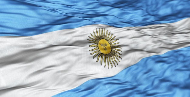 Photo the south american flag of the country of argentina is wavy