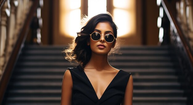 Photo south asian girl wearing sunglasses