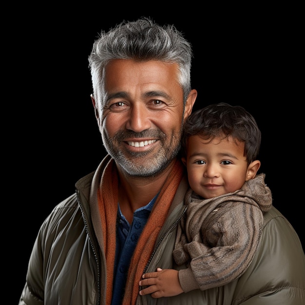 Photo a south asian man holding his new baby and smiling transparent background