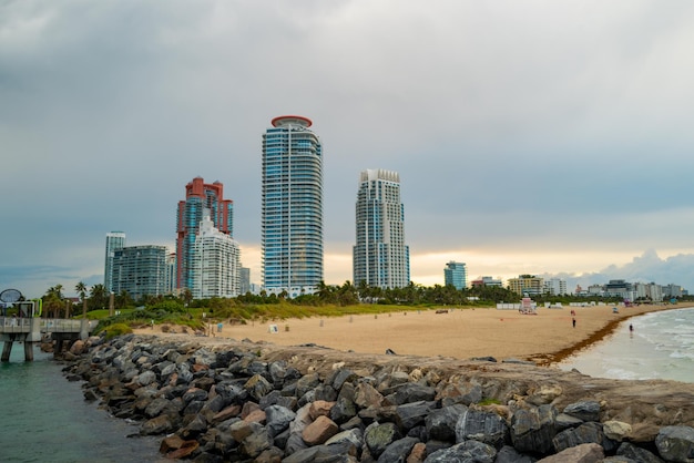 South Beach, Miami Beach. South Beach skyline.