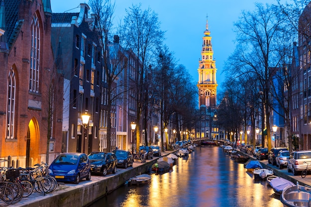 South Church Zuiderkerk Amsterdam at dusk