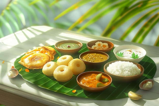 Foto colazione sud-indiana una colazione sud-india diffusa con dosas
