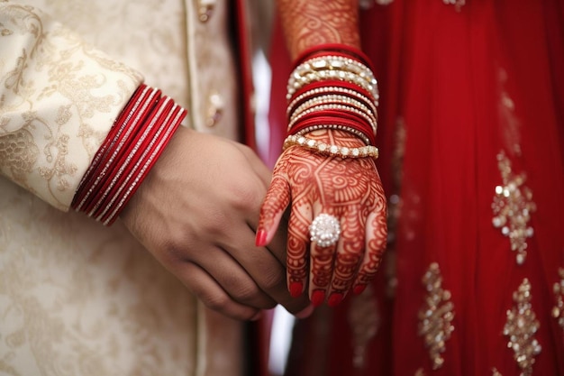 south indian ceylonese couple linking pinky fingers on wedding day