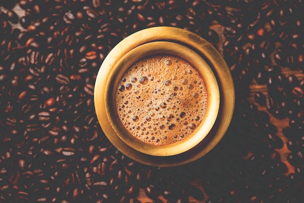 South Indian Filter coffee served in a traditional brass or stainless steel cup