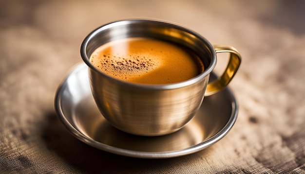 South Indian Filter coffee served in a traditional brass or stainless steel cup