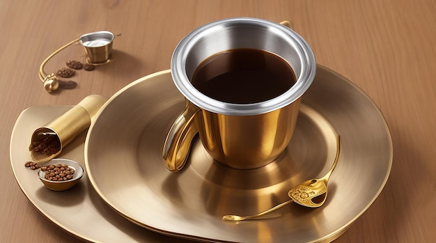 Южно-индийский кофе с фильтром подается в традиционной чашке из латуни или нержавеющей стали.
