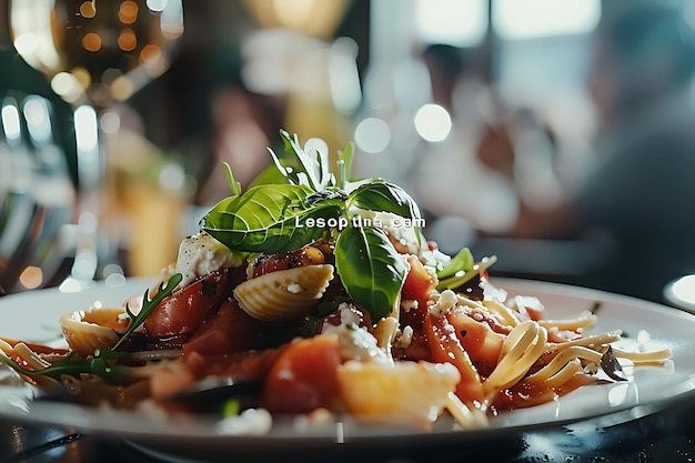 Foto orecchiette di pasta dell'italia meridionale con salsa di pomodoro e formaggio ricotta caci da vicino su un tavolo scuro