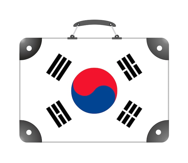 Photo south korea country flag in the form of a travel suitcase on a white background - illustration