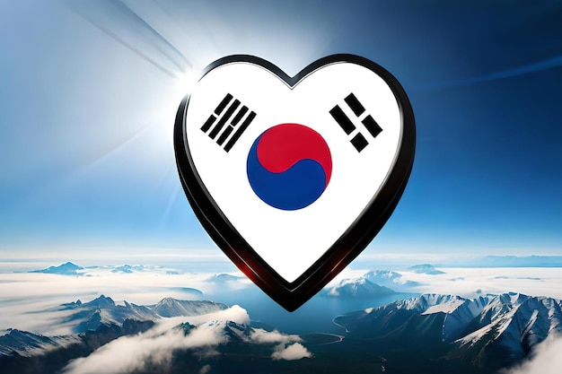 South korea flag heart banner