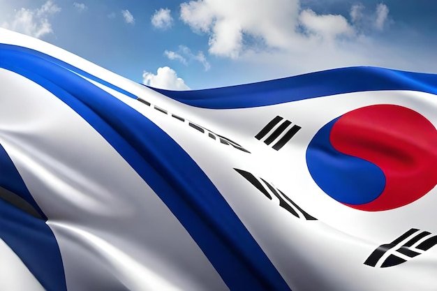 South korea flag heart banner