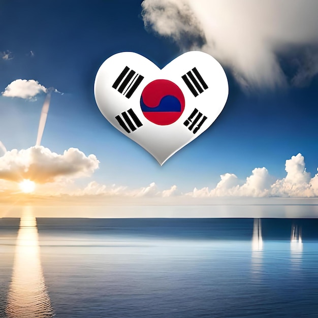 South korea flag heart banner