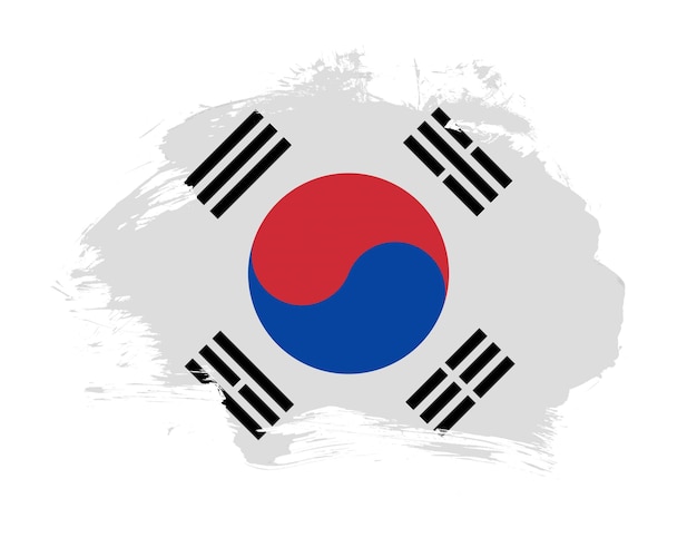 South korea flag painted on minimal brush stroke background