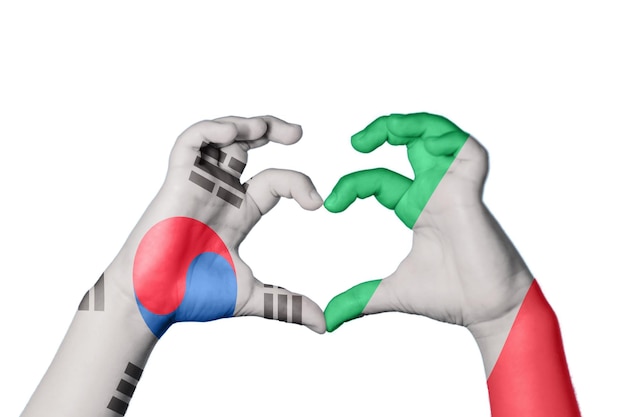 South Korea Italy Heart Hand gesture making heart