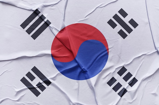 韓国の国旗は紙で作られた