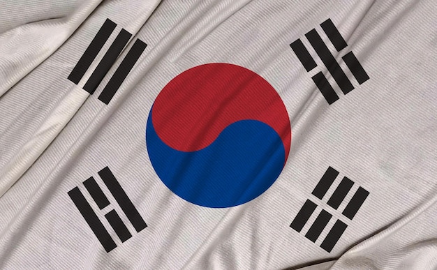 韓国の現実的な 3 d テクスチャを振って旗