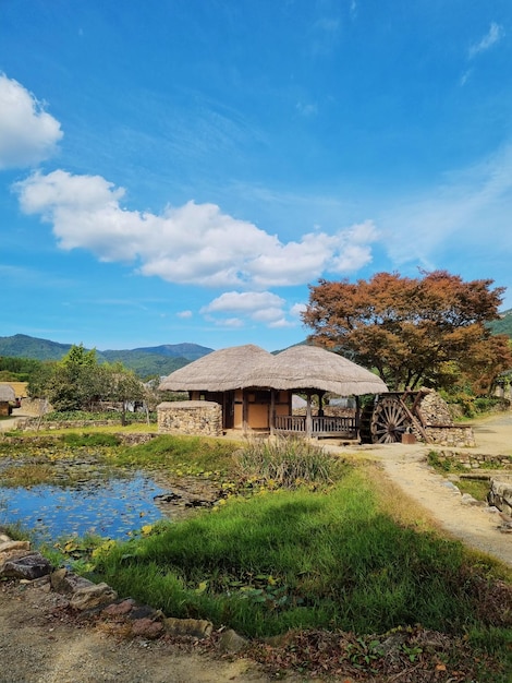 Photo south korea thatched house