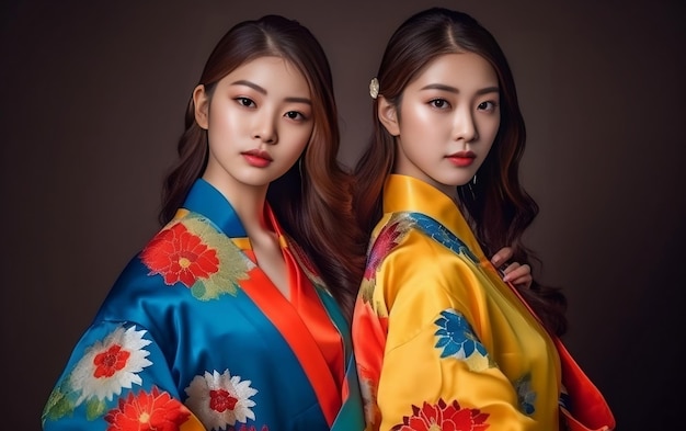 South Korean girls in vibrant dress