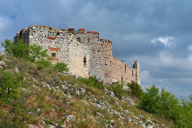 South Moravia Palava wine region in the Czech Republic Ruins of an old castle Devickydivci castle