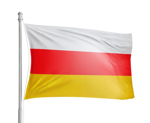 South Ossetia flag pole on white background