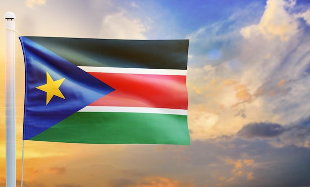 south_sudan country flag, geïsoleerde 3d wapperende vlag,