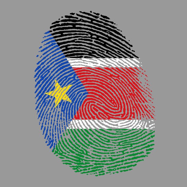 south_sudan flag on finger imprint