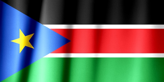 Photo south sudan flag pattern on the fabric texture