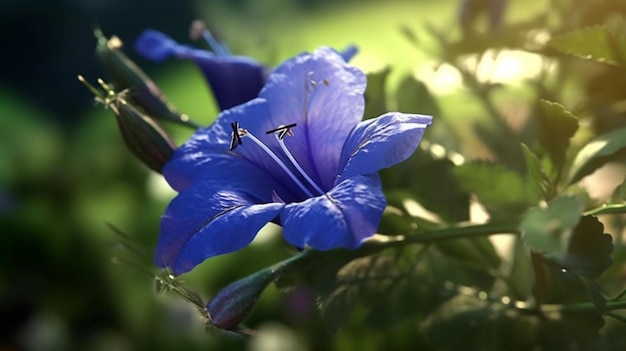 美しく咲いたサザンブルーフラッグの花 生成AI