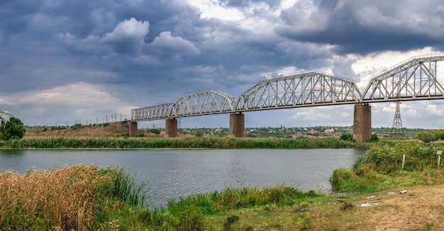 Southern Bug river in Mykolaiv region of Ukraine on a gloomy autumn evening