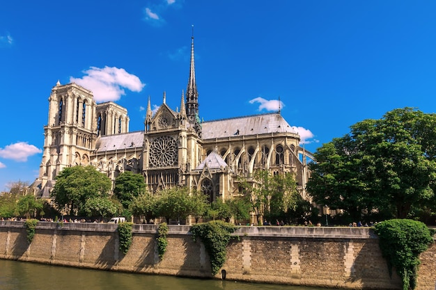 The southern facade of cathedral of notre dame de paris