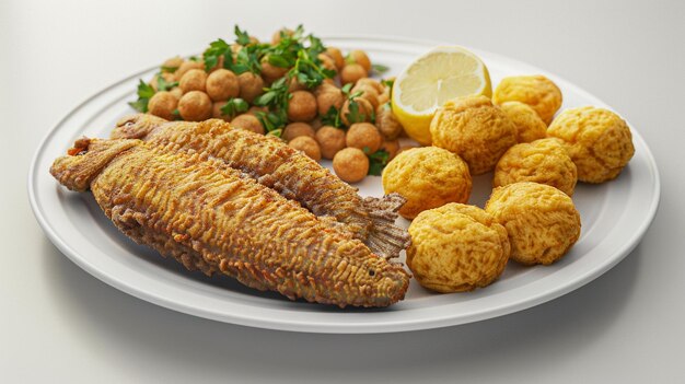 Photo southern fried catfish on white plate image