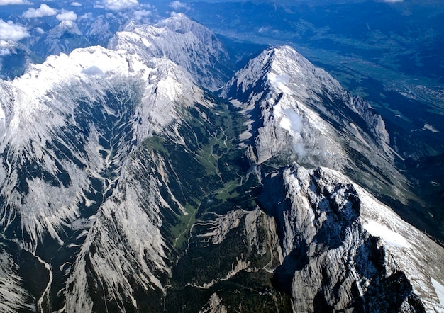 Southern Karwendelkette right hand Hall and Inntal left hand Rosslochumrahmung Karwendel Tyrol Austria