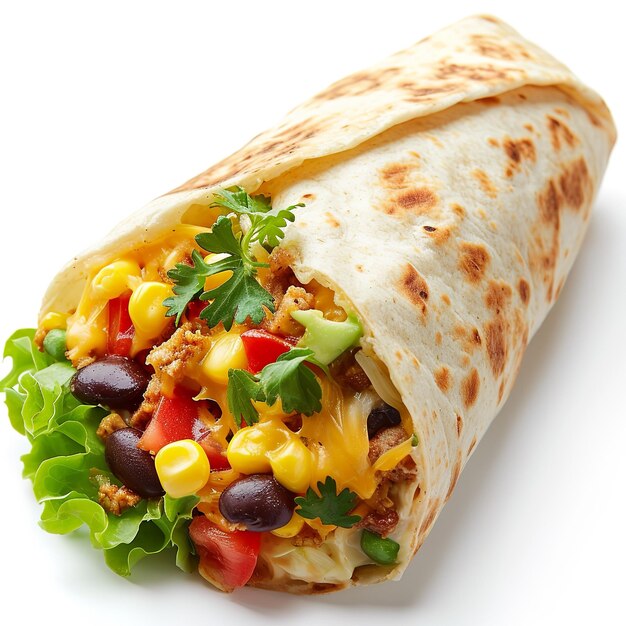 Foto southwest breakfast wrap geïsoleerd op witte achtergrond