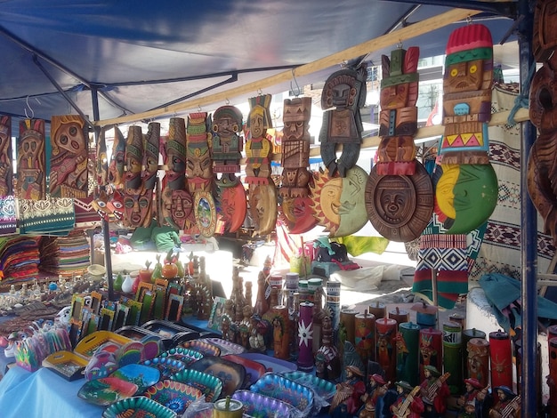 Souvenir shop at the local market Banos