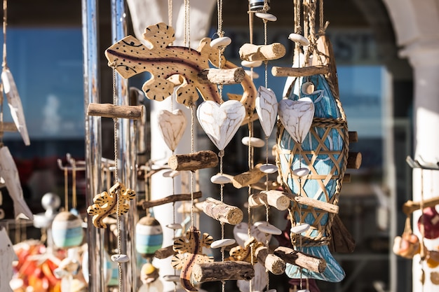 Souvenirs for sell at the beach market.