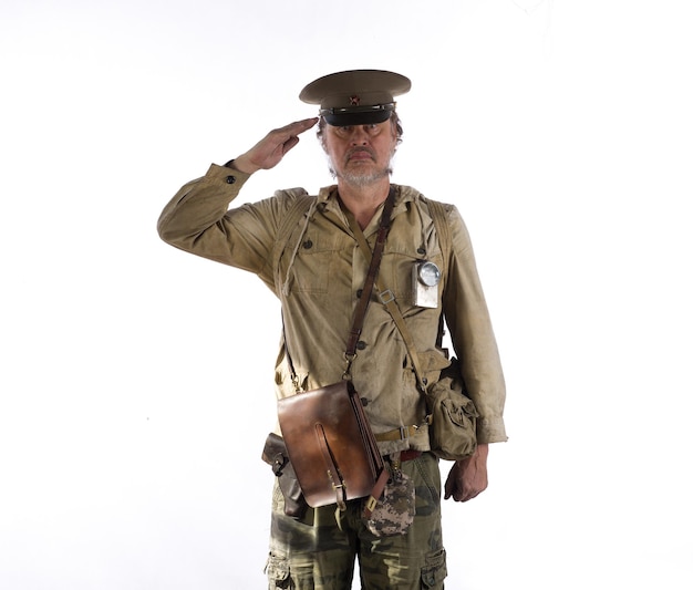 Soviet soldier of World War II on a white background