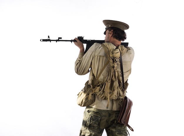 Soviet soldier of World War II on a white background