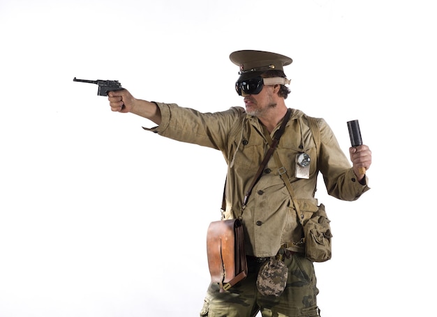 Soviet soldier of World War II on a white background