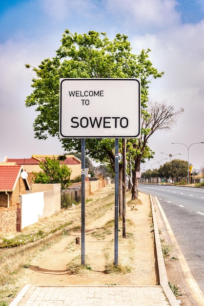 Soweto Townships town sign in Johannesburg South Africa