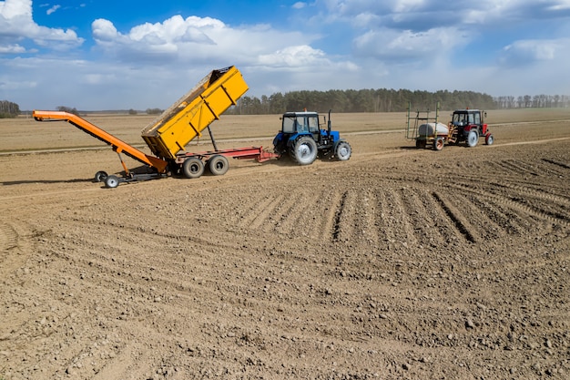 Sowing and plowing action in the spring season