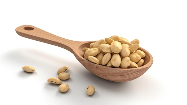 soy beans in a wooden spoon